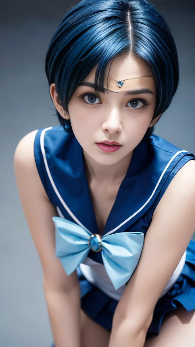 Short dyed blue hair!!!!!, Short blue hair. An anime character wearing a sailor suit, blue boots and a short blue skirt., High resolution!! Sailor Moon by the - moon - girl, Sailor Mercury. beautiful, Sailor Moon, Highly detailed art gems