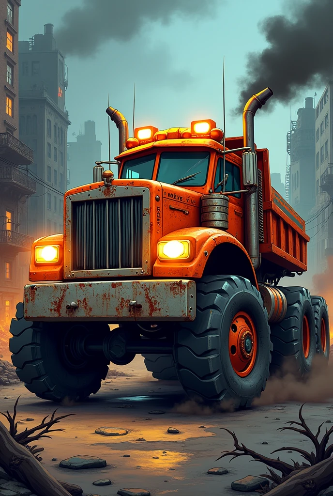 A fierce cartoon truck