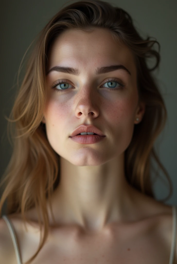 naked with nose fetish, white girl with a big, upturned nose showing her ass sensually