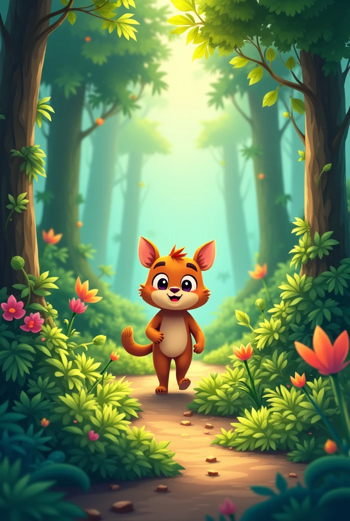 Cartoon going into the forest