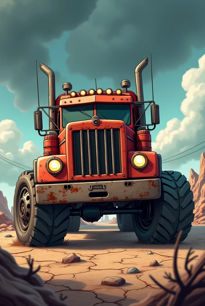 A fierce cartoon truck trailer
