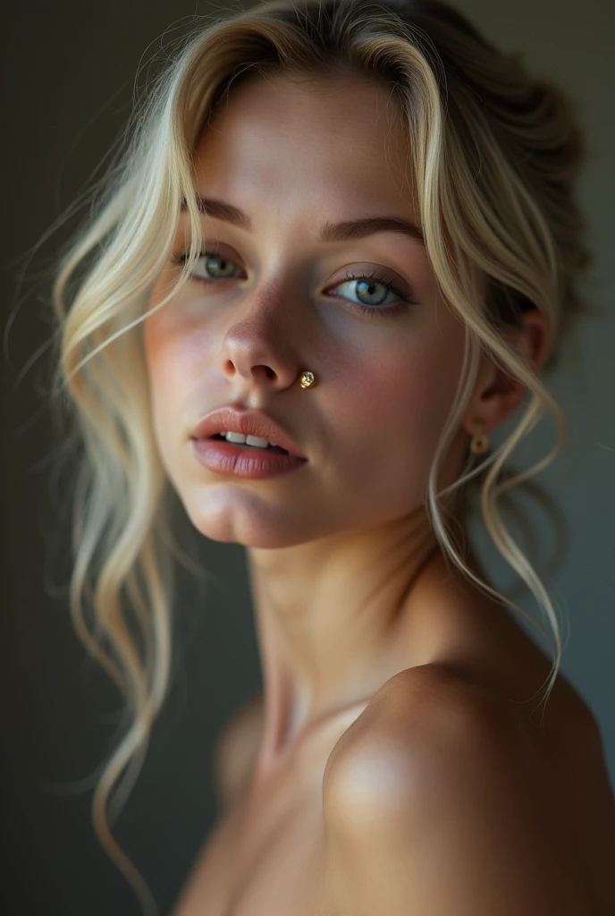  naked with nose fetish, white girl with a big, upturned nose showing her ass sensually