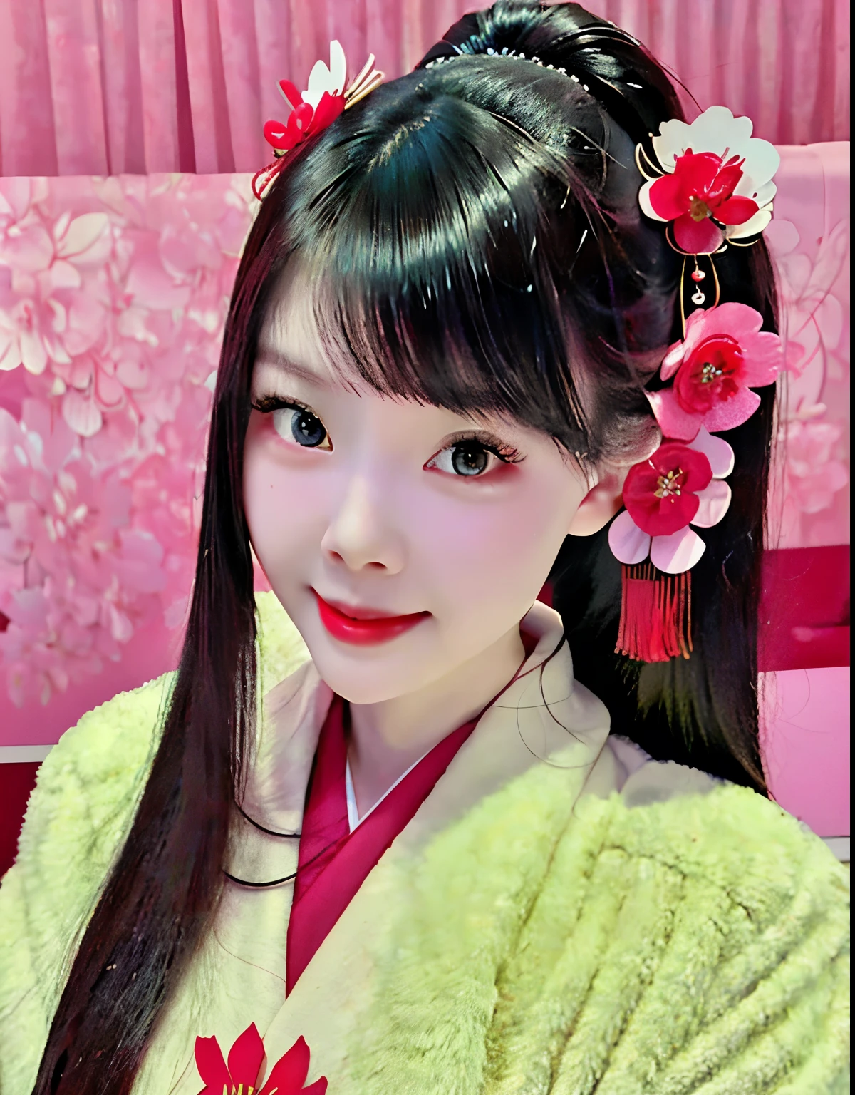 8k, high resolution, masterpiece, messy, natural volumetric lighting and best shadows, smiling face, deep world-weary expression, soft delicate beautiful attractive face, beautiful geisha lady, a lady in a kimono posing for a picture, perfect geisha face, perfect geisha body, geisha hairstyle, geisha attire
