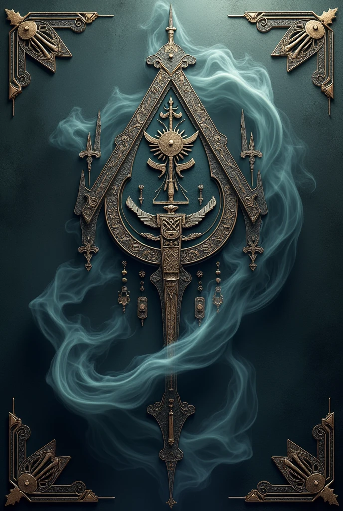 You can make a pre-Hispanic gothic wallpaper design with smoke for a metal rock music album without characters or columns