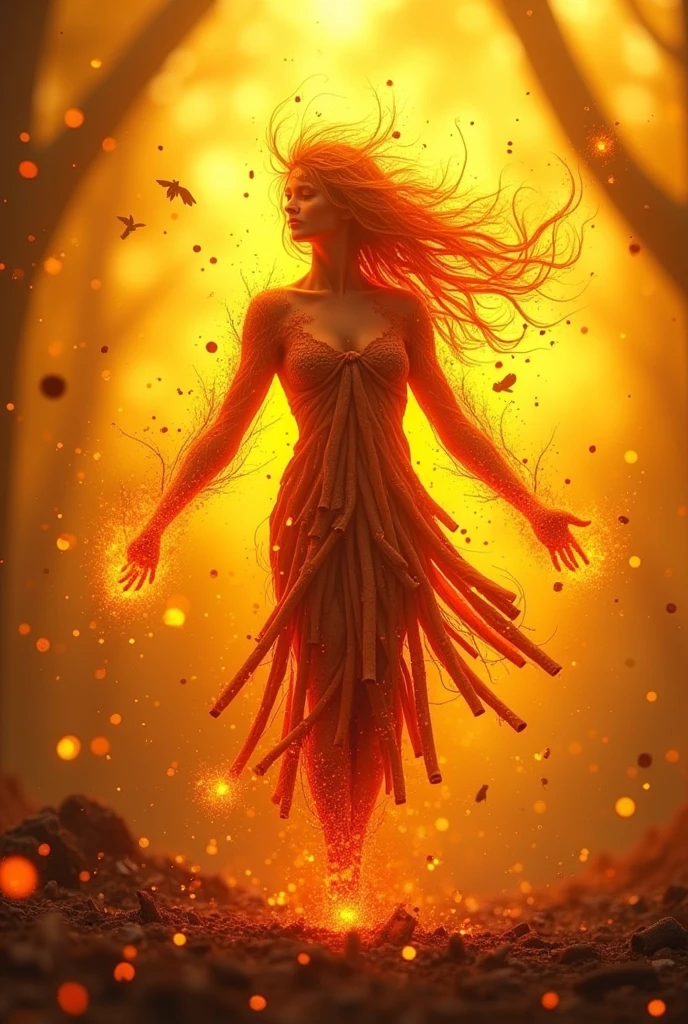 Make a written logo "cinnamon fire" with shades of yellow, a human cinnamon with fire, a yellow background for a scavenger hunt