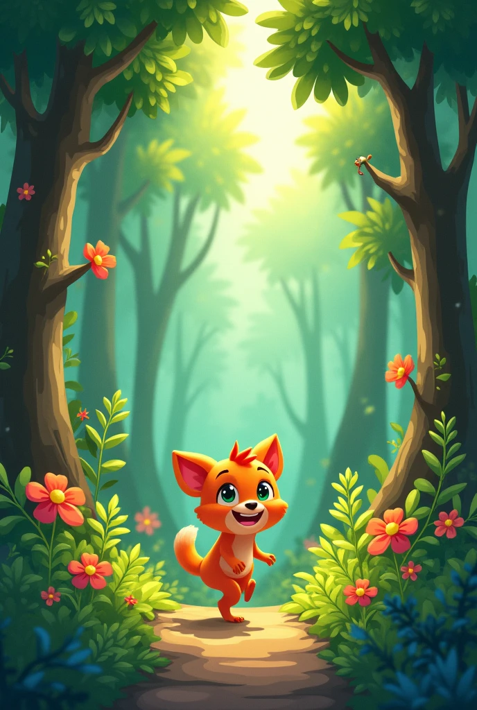 Cartoon going into the forest