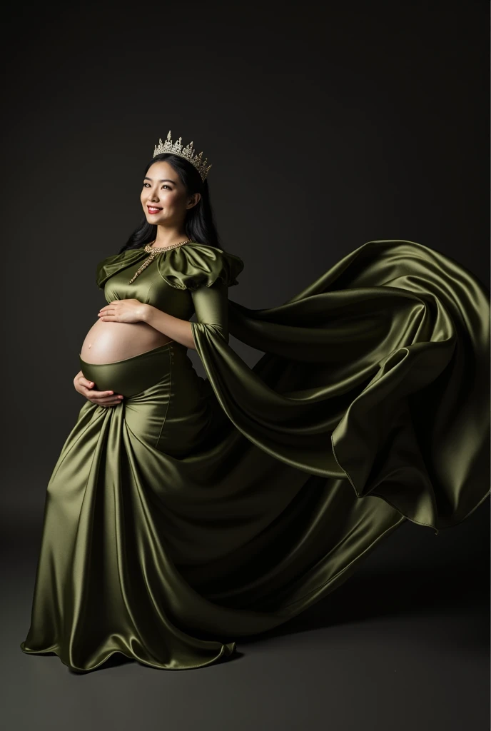 
a pregnant woman in a dress standing in a field of flowers, very beautiful long slim legs, red gown, elegant glamourous cosplay, delicate ex embellishments, in deep forest hungle, aphrodite goddess of love, extremely pale, ballet, , asian girl