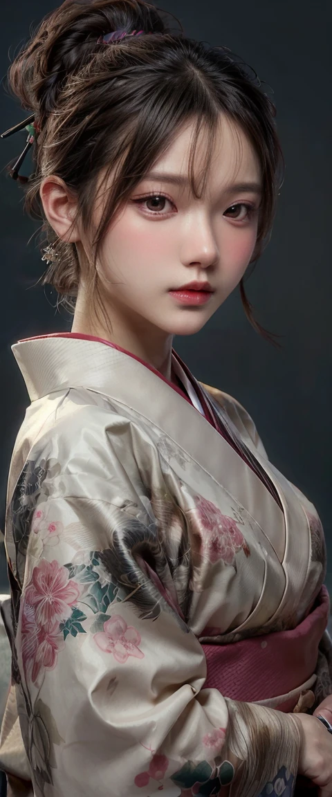 (Amazing digital artwork:1.3) of,(businesslike:1.3) portrait of female (Snezana Sakovic2:1.1) Wearing a kimono, Style-SylvaMagic, fashion girl,cgsociety,art station