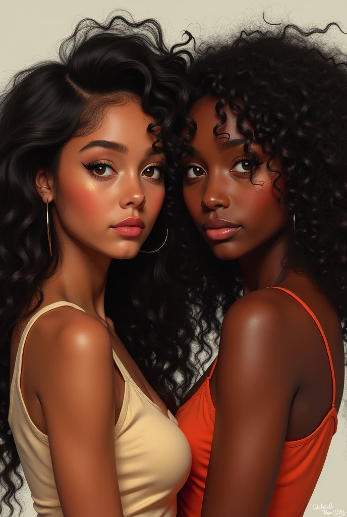 A 2 girl with dark skin, height 5,5, waist length curly hair, hazel eyes