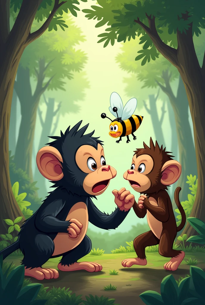 A bee harassing a monkey