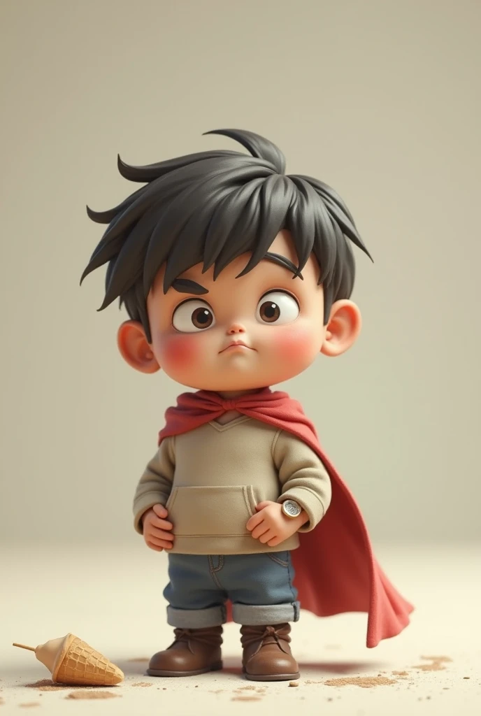 The little hero no longer has an ice cream cone to eat
