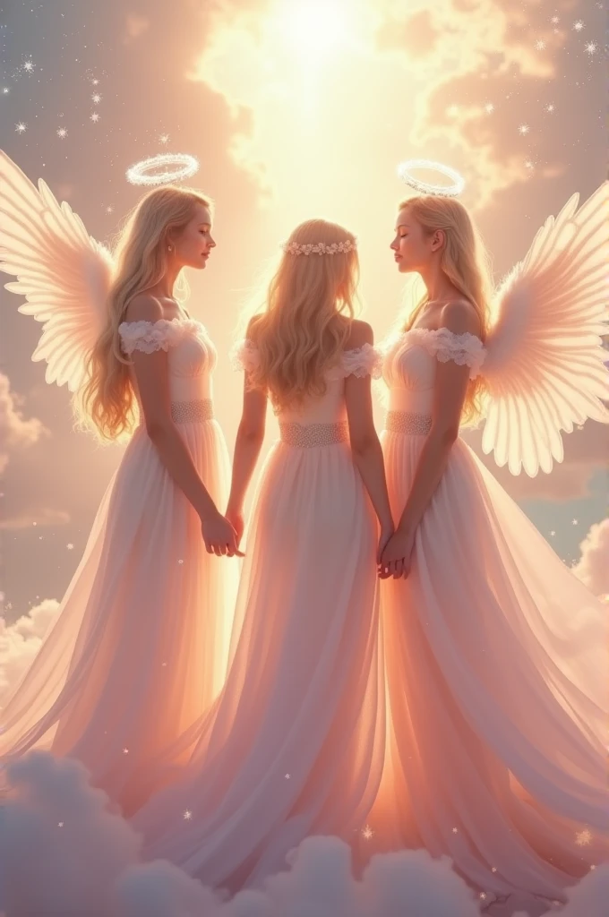 I'm taking photos for a new concept album. Create a girl group concept photo in the style of "Heaven"