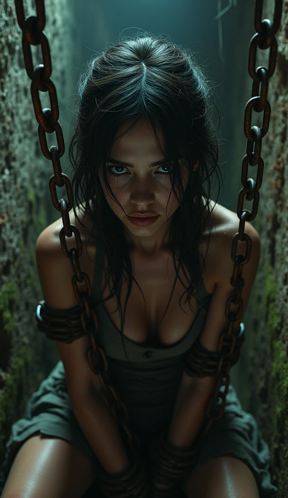 Woman bound in chains