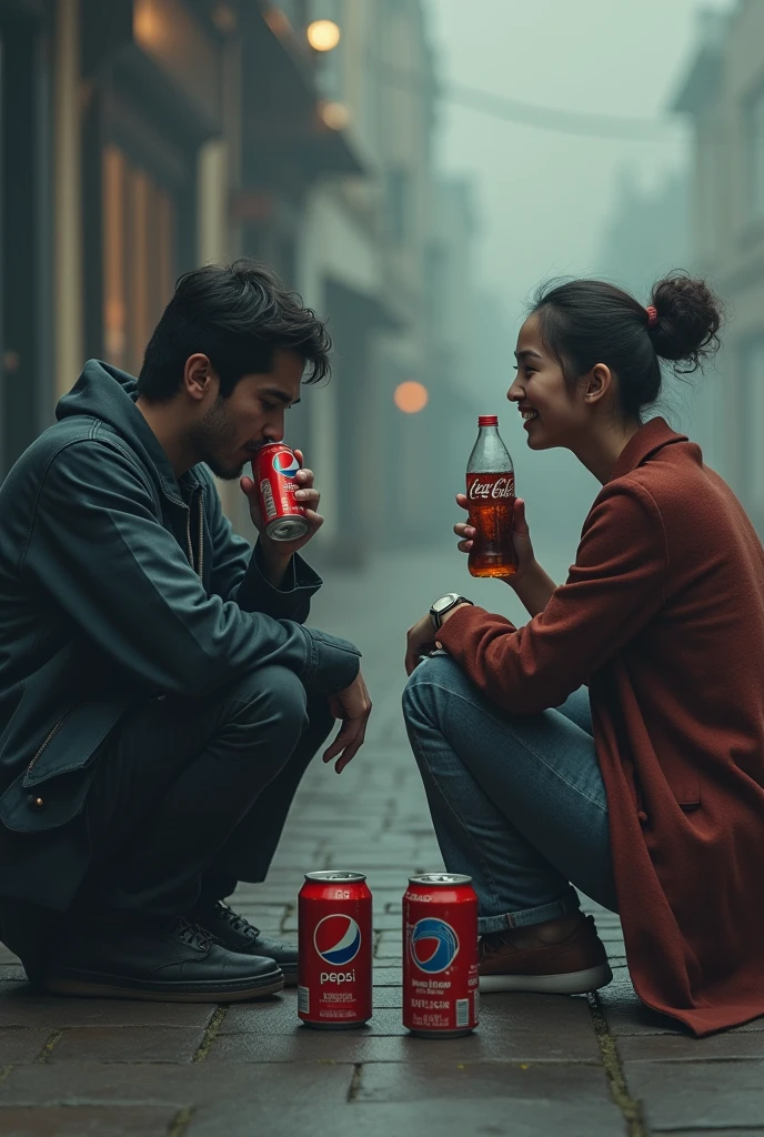 drinking pepsi sad drinking coca cola happy