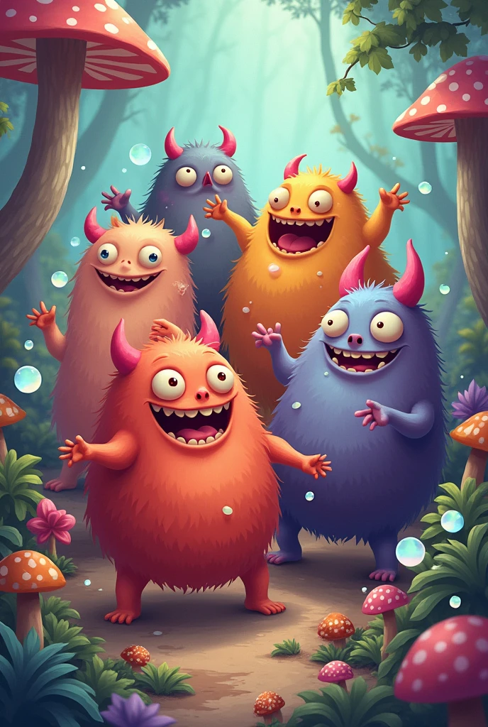 Cute monsters sweat hard