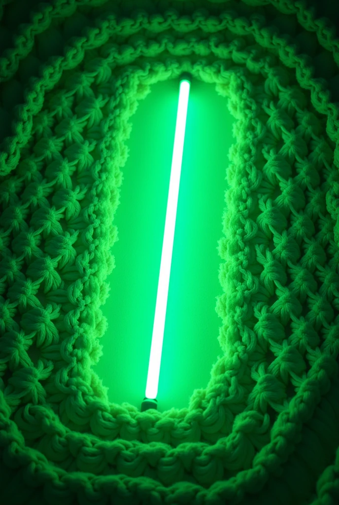 Green neon sign, Crochet