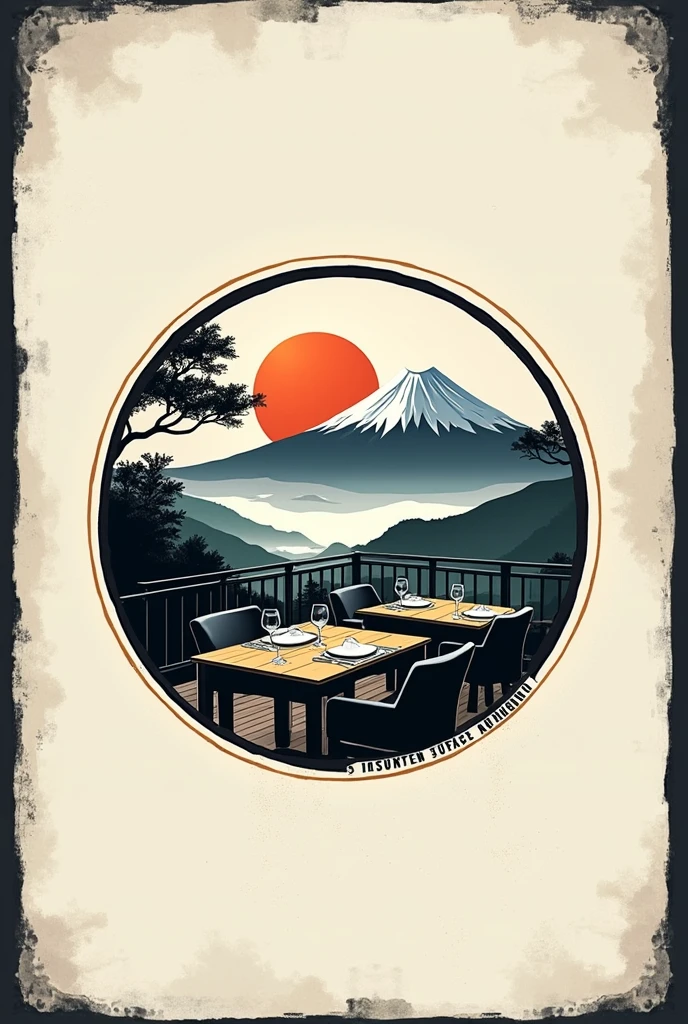 Logo of a restaurant rich in nature and deep in the mountains
サークル型のロゴ
Restaurant logo with a view of Mt. Fuji
A logo that shows that it is a delicious restaurant
a restaurant rich in nature
Terrace table, plates, knives and forks, polite
Mt. Fuji is painted with only silhouette, pop and border only
Logos are pop, stylish and silhouette-only logo marks
White background
Black and white two-tone coloring design
achromatic design
elegant design
Italian and Japanese restaurants
Match between Japanese and Western, harmony
レストラン
Pretty cool
Stylish design
chic and modern design