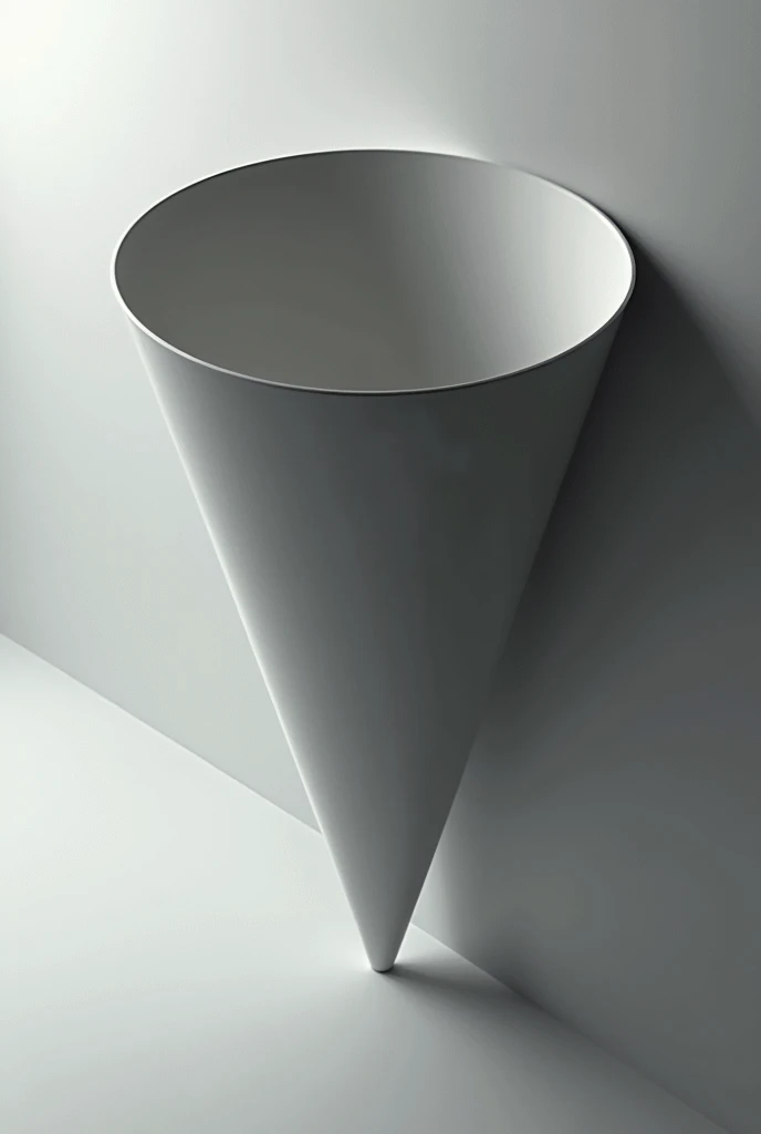A hole which have 2cm radius below and 0.2 Cm radius above with constantly decreasing and inverted 160 degree from above from at point of 1/4th of its length which is about 6cm. Give sideways image