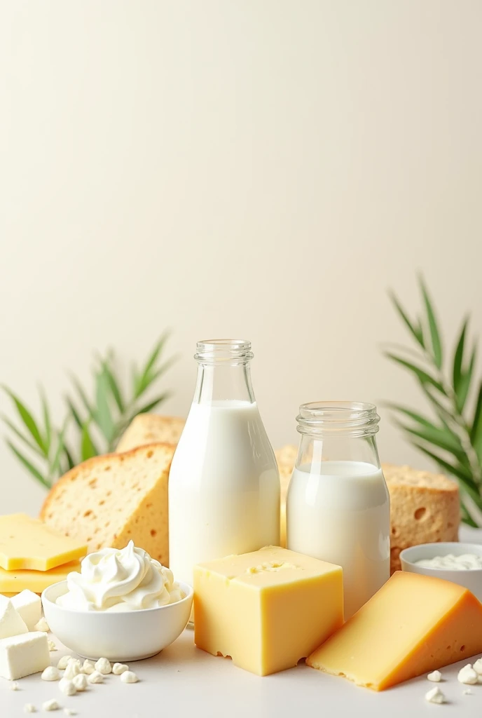 Make an image of different types of milk and dairy products