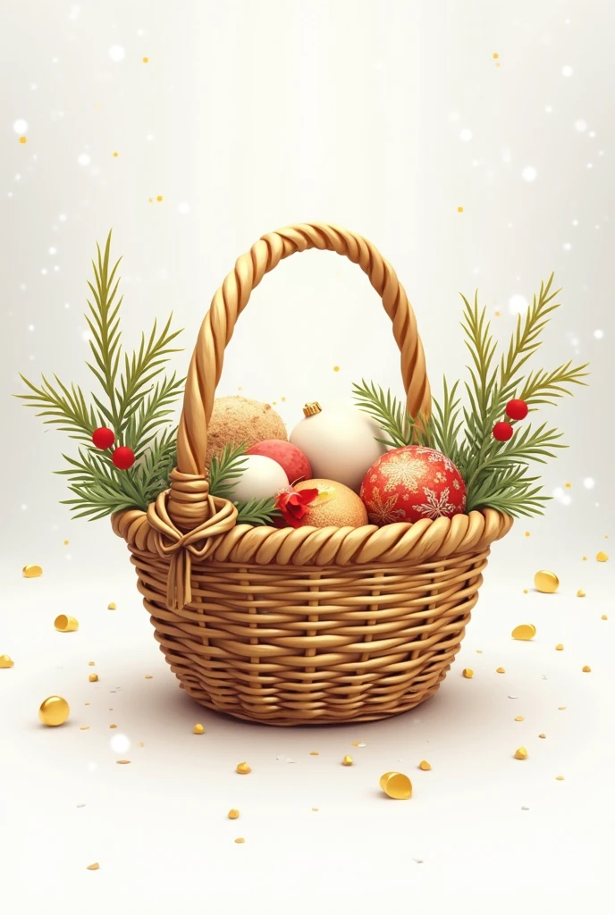 Generate a Christmas basket logo, That has the name "Christmas basket Caracas" with the colors gold and white