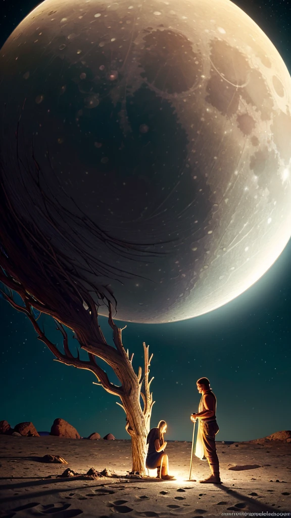 silhueta de araffes contra uma lua cheia com um homem segurando um, olhando para a lua cheia, super lua, na frente de uma lua cheia, super lua gigante, background of the image on the moon an alien appears a figure there , sentado em uma lua, with full moon in the sky, olhando para a lua, at night with full moon, lua cheia, photo taken at night 