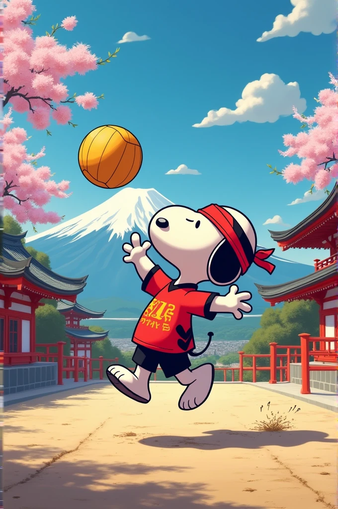 Snoopy in red Japan volleyball uniform