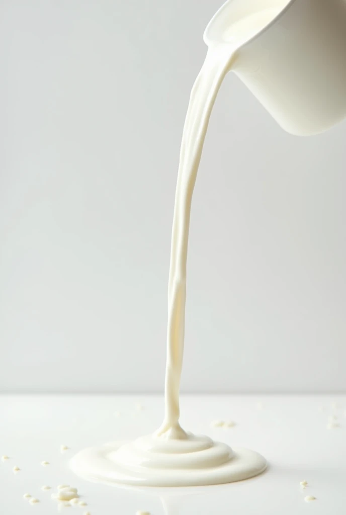 Image of milk being poured onto the table, focus on milk Clean background
