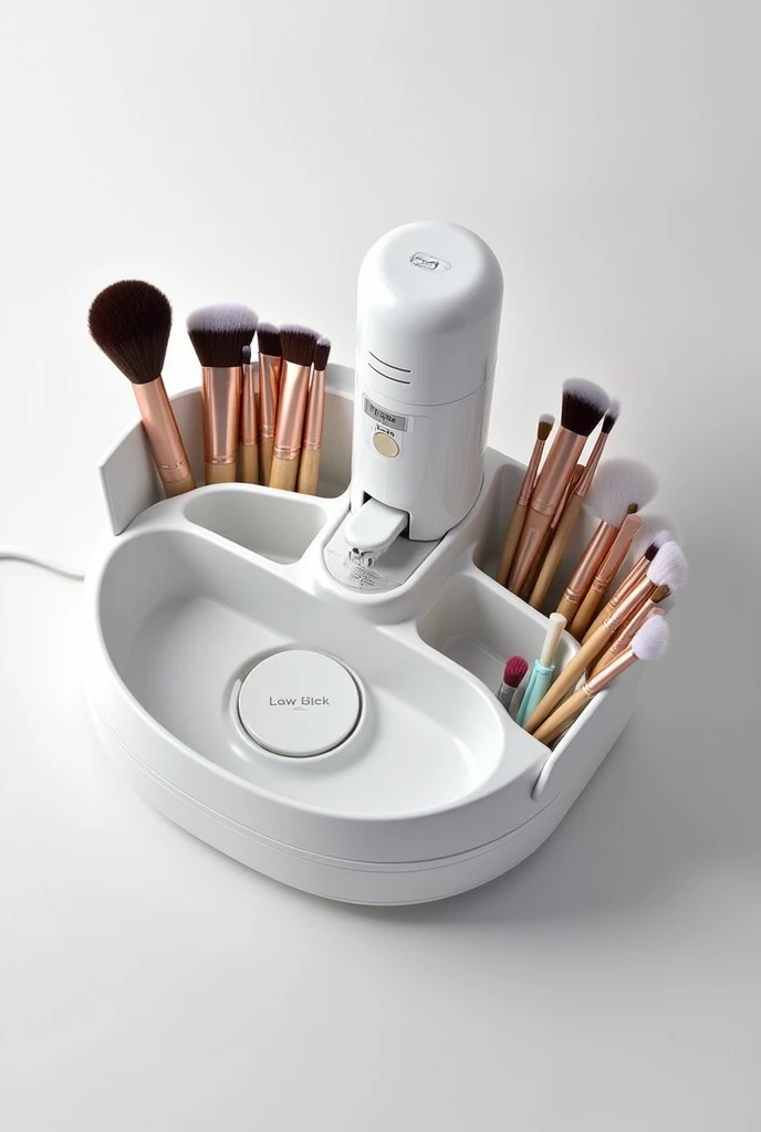 An automatic brush cleaning kit, that allows you to store makeup separately from the brushes without damaging the makeup, similar to a dishwasher.