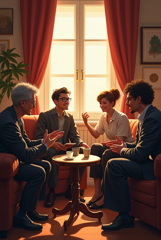 several people talking in a room