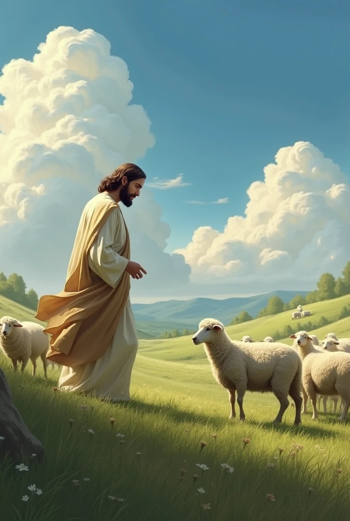 Jesus leaving all sheaps and waiting for 1