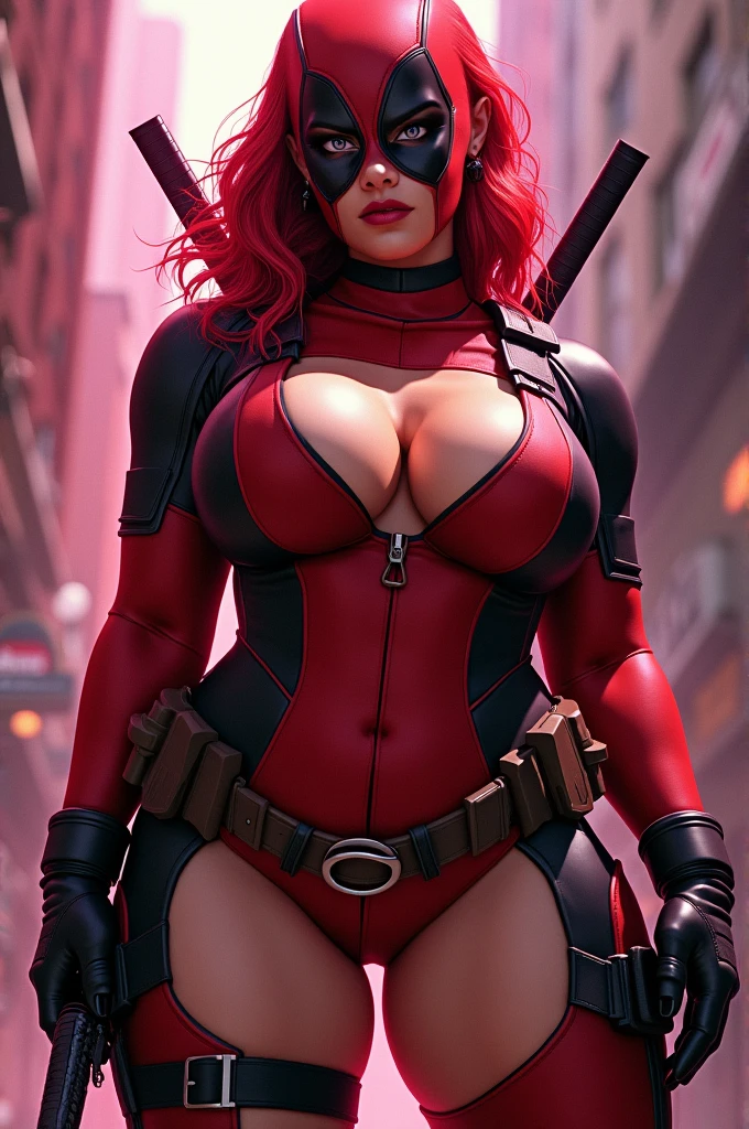 A MILF , show her butt at viewer , taking shield sabre blade , The background is the battlefield,black hair color hair,Red sunglasses,Bright red tight combat uniform,microkini,Expose the lower half of the breast,Breast areola