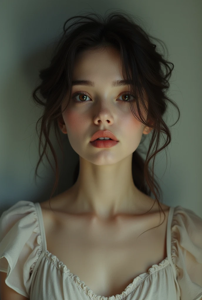 Lovely, lonely housewife, who longs for love. Her longing gaze and playful charm embody a world of unspoken desires.