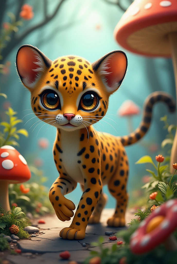 Small Jaguar as if it were a character from Alice in Wonderland