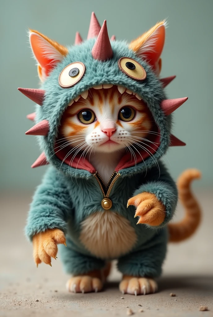 Kitten dressed as a monster whole body