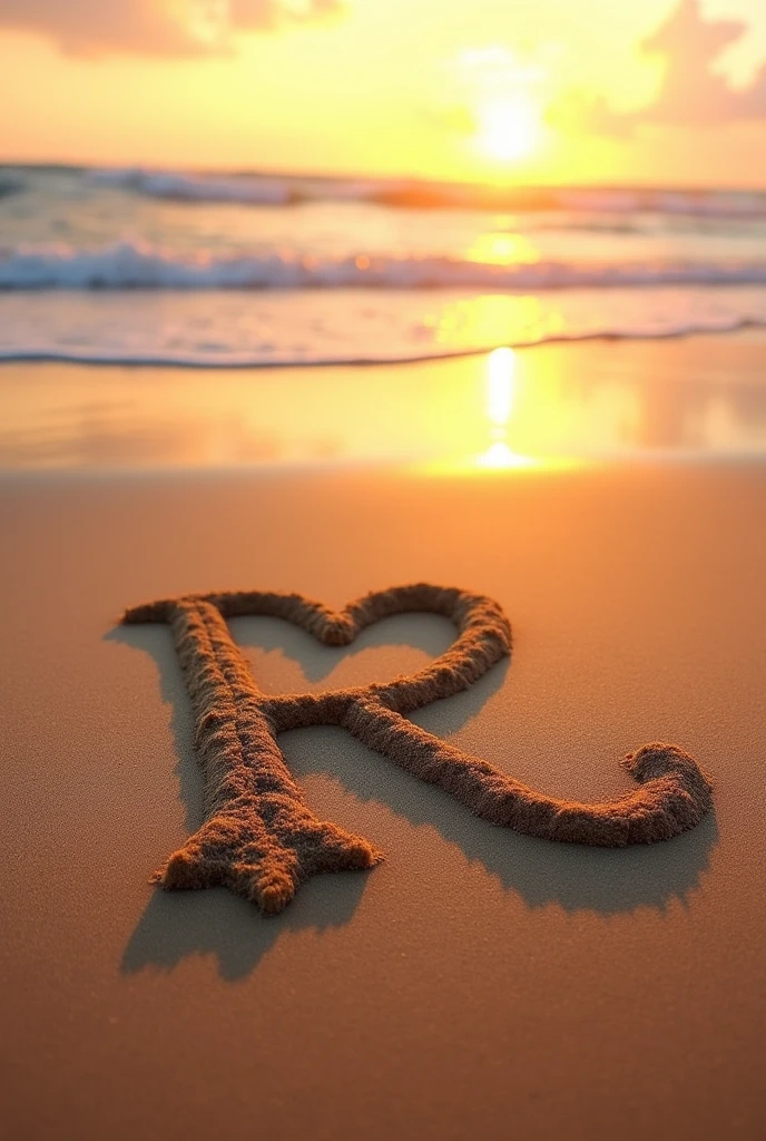 Generate a Sand art for my love her name is R