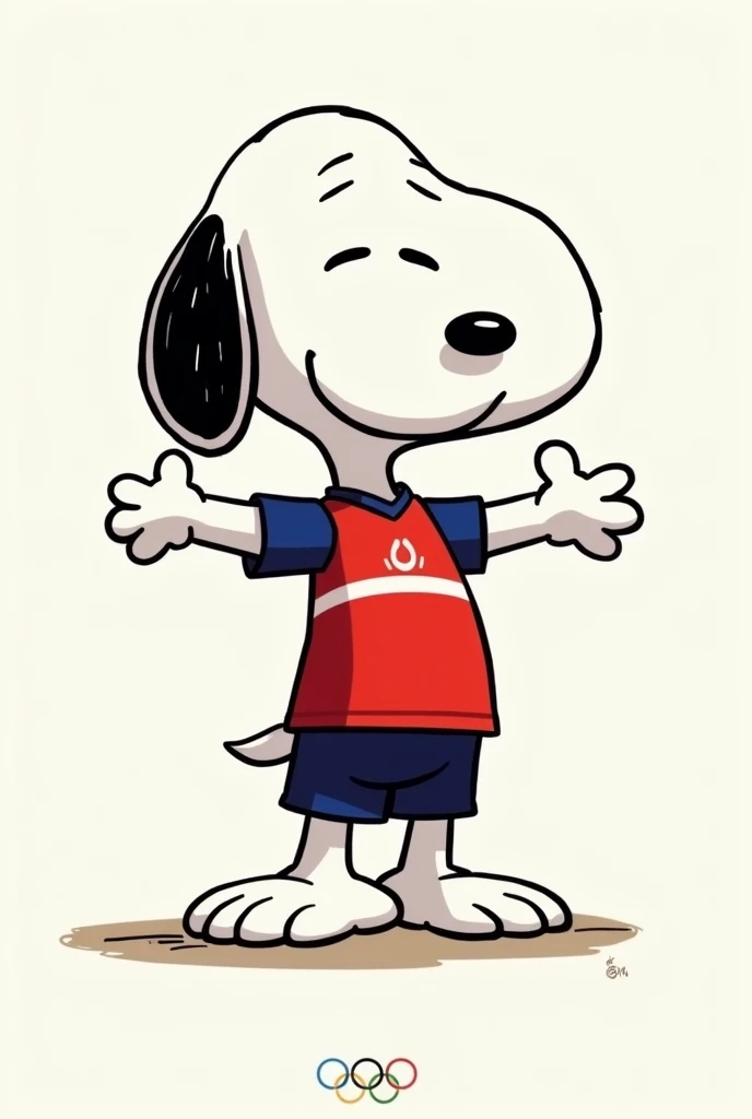 Snoopy in Japan's volleyball uniform for the 2024 Olympic Games, and this full body without any pose just raising the arms to the sides