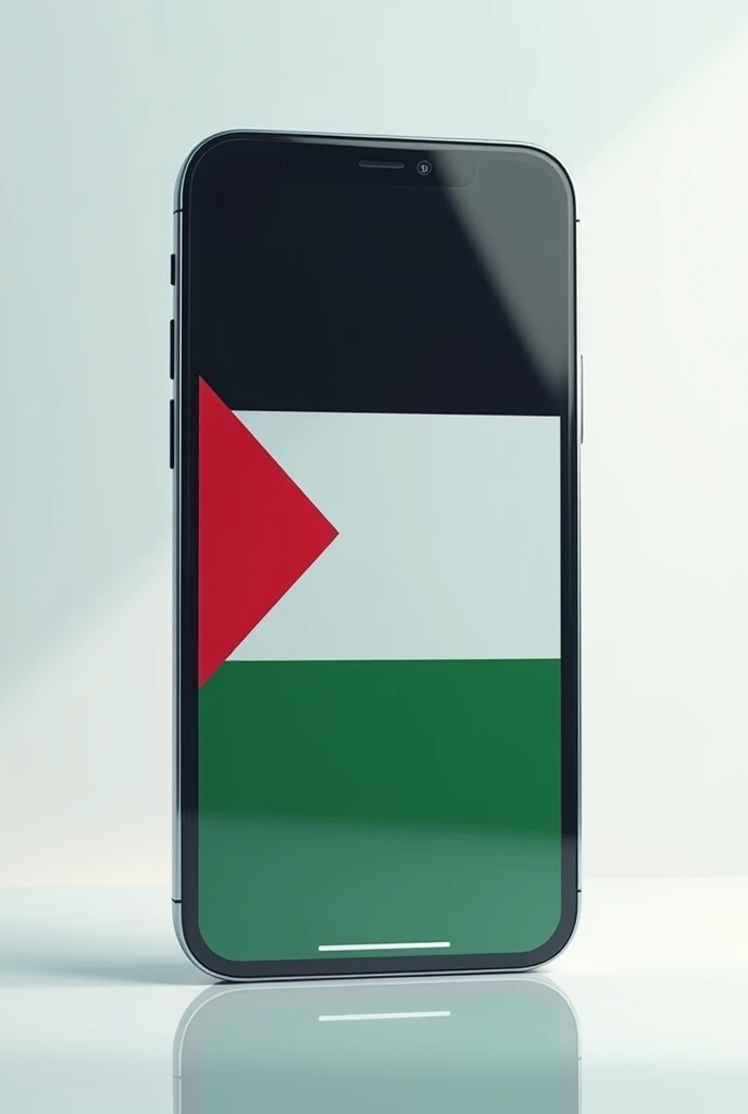 علم اليمن 🇾🇪على شكل تلفون ايفون وعلم فلسطين 🇵🇸امامه في المرآه