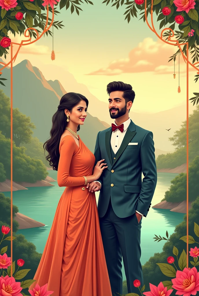 Creat an advertisement poster for rishta india metronomy site a woman and man looking for a dream partner