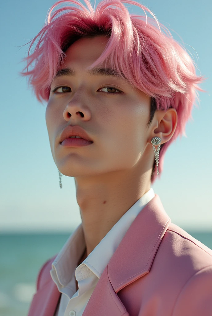 kpop idol, korean boy, modeling, photography, fashion photography, idol portfolio, photoshoot, visual art, pink hair