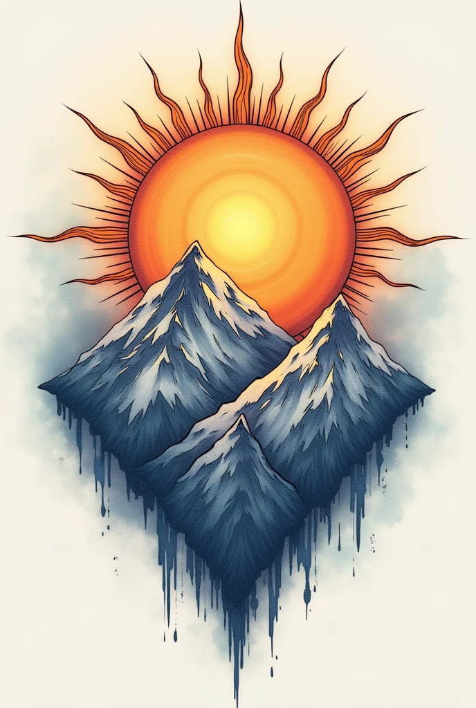 Draw a sun with mountains inside for tattoo