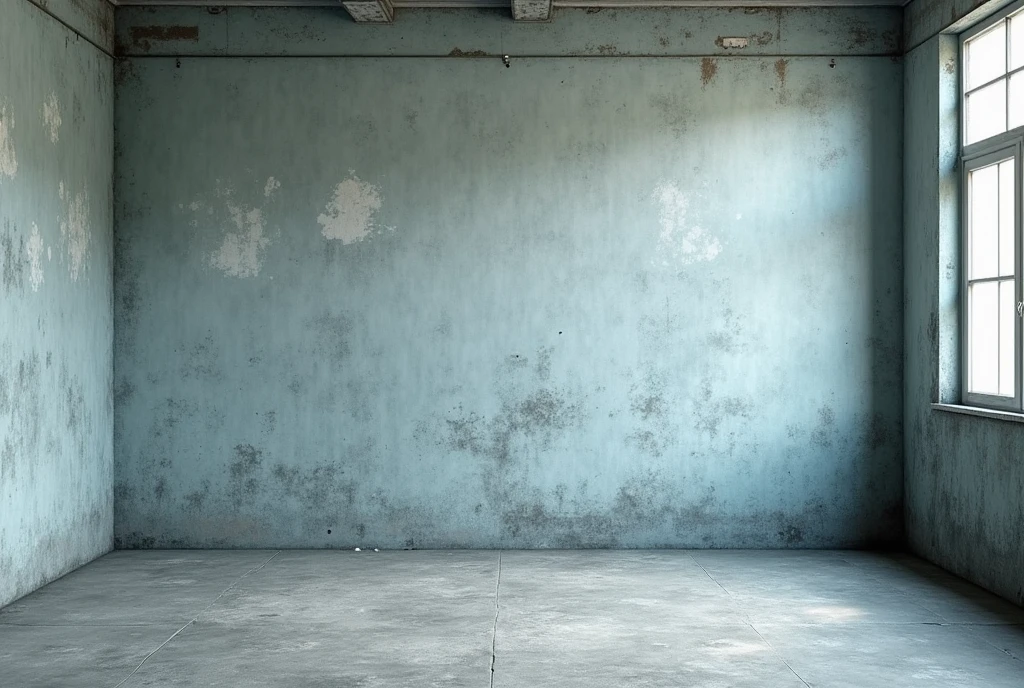 Empty room photography background, vintage style, rustic walls, gray and blue