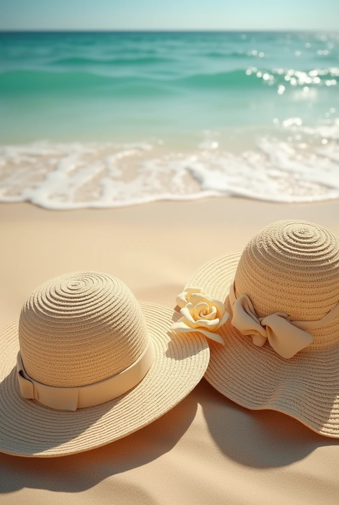 beach hats in the sand 