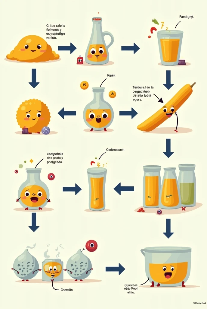 Animated diagram of the alcoholic fermentation process, easy to understand in spanish 
