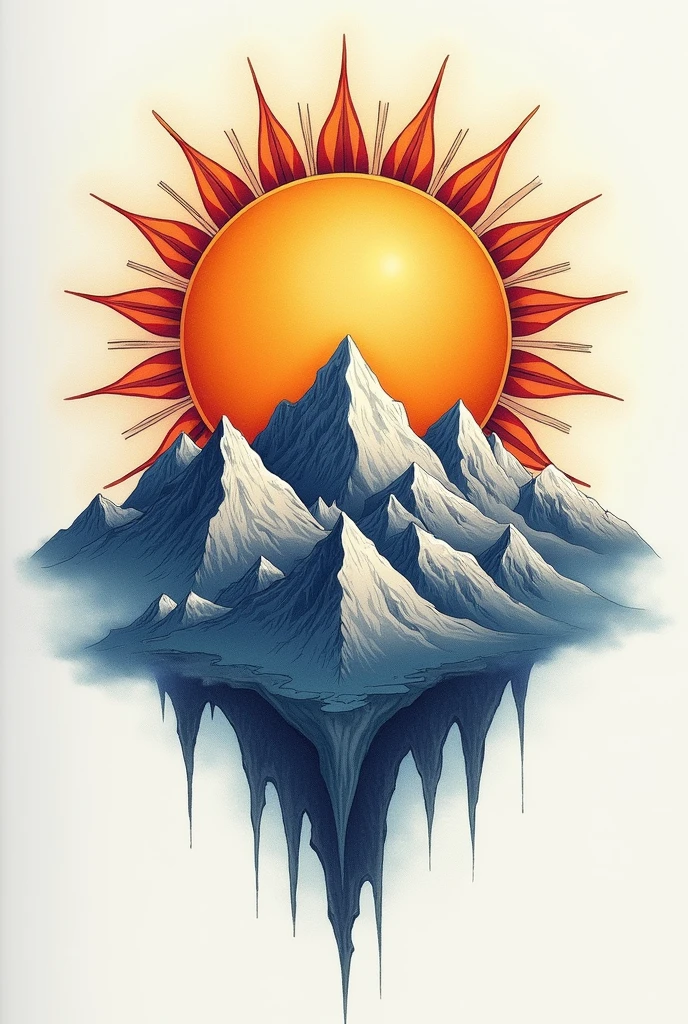 Draw a sun with mountains inside for tattoo 