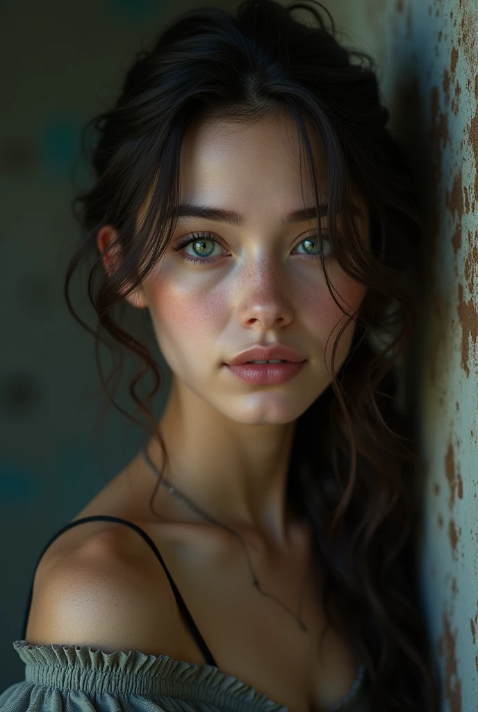 (photorealism:1.2), beautiful woman, Young and have a good heart and good soul , but, the life IS Very bad with her , she is sadness but haver Hope