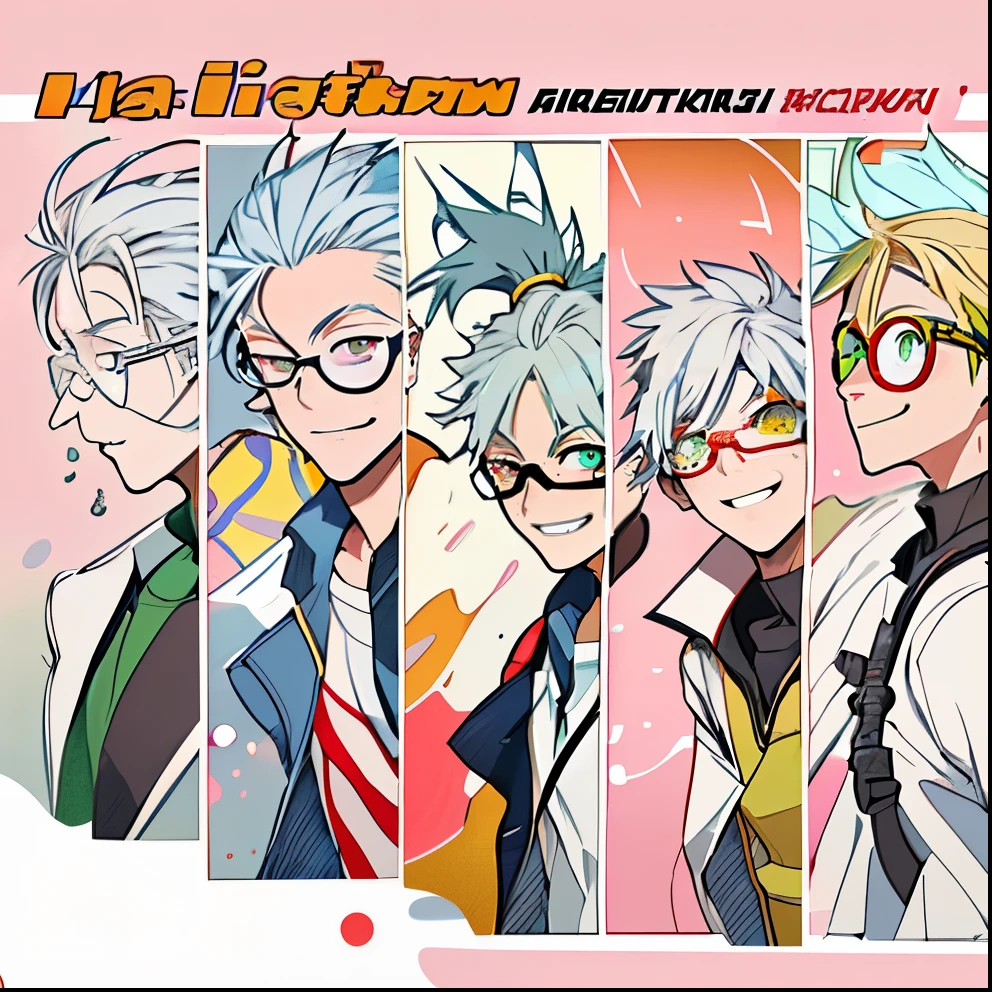 3 male friend walking to school (UA) in UA Uniform while chatting
Iruma:Messy green and white hair, freckles, red eyes, grinning expression, glasses, monkey tail
Hiroshi:Navy blue messy hair with blonde spiral at the top, hazel and silver eyes, solemn expression
Rimura:Light blue hair, yellow eyes, braces, sun glasses, happy expression