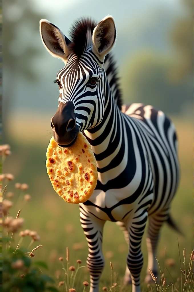 Zebra eating Lahmacun