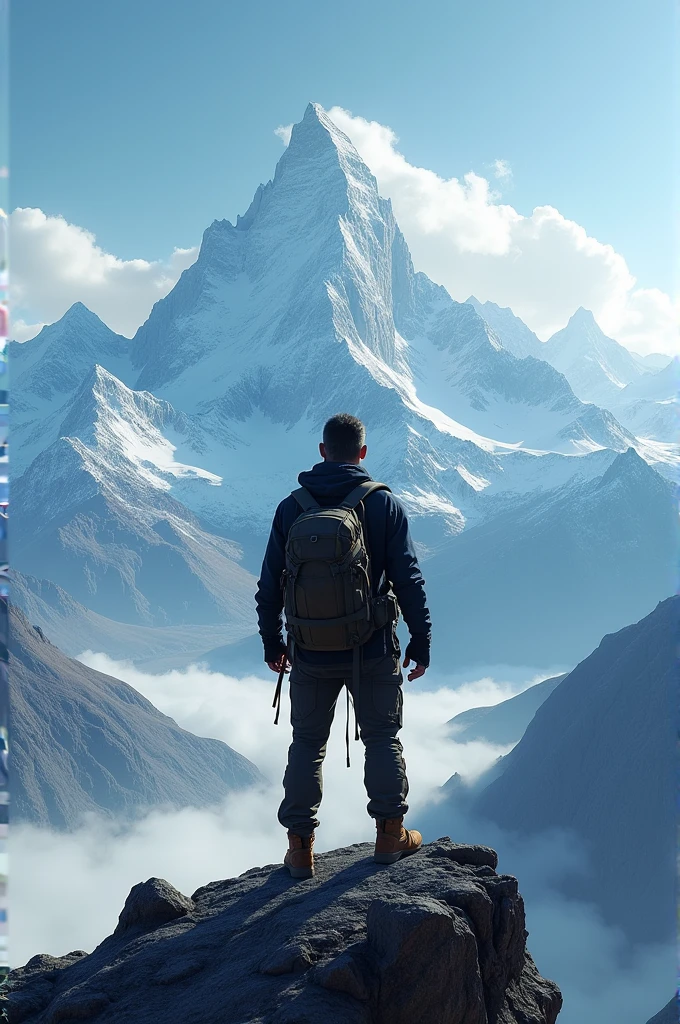 A man in the top of  mountain