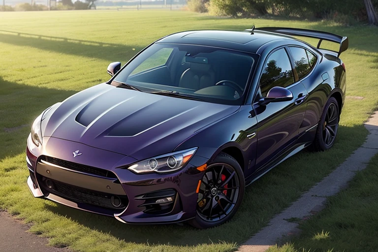 masterpiece, best quality, A dead heat between an eggplant-shaped car and a cucumber-shaped car