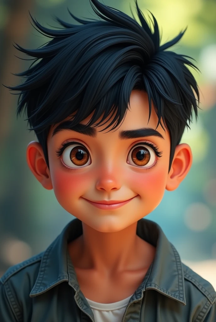 *Ayan is an Asian boy with short black hair, her big eyes and defined eyebrows, Her long, dark eyelashes give her a mischievous air.. His confident, crooked smile and mischievous personality give him a unique charm..*